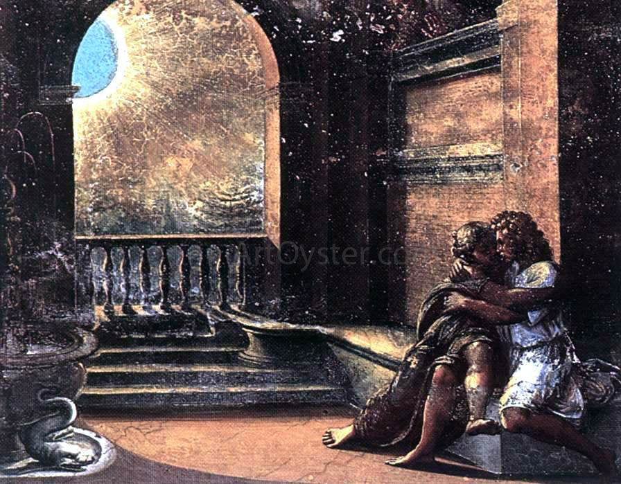 Raphael Isaac and Rebecca Spied upon by Abimelech (Loggia on the Second Floor, Palazzi Pontifici, Vatican) - Hand Painted Oil Painting