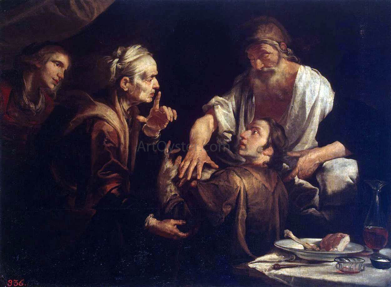 Gioacchino Assereto Isaac Blessing Jacob - Hand Painted Oil Painting
