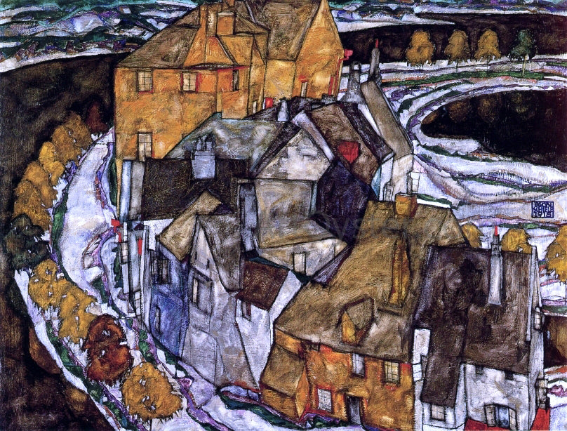  Egon Schiele Island Town (also known as Krumau Town Crescent II) - Hand Painted Oil Painting