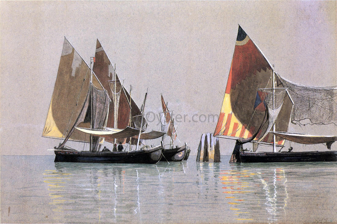  William Stanley Haseltine Italian Boats, Venice - Hand Painted Oil Painting