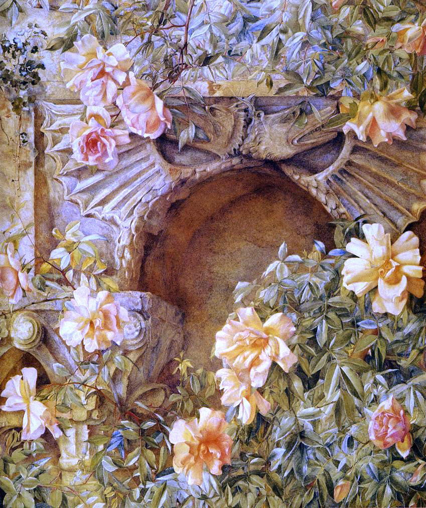 Henry Roderick Newman Italian Grotto (also known as Roses and Dragons) - Hand Painted Oil Painting