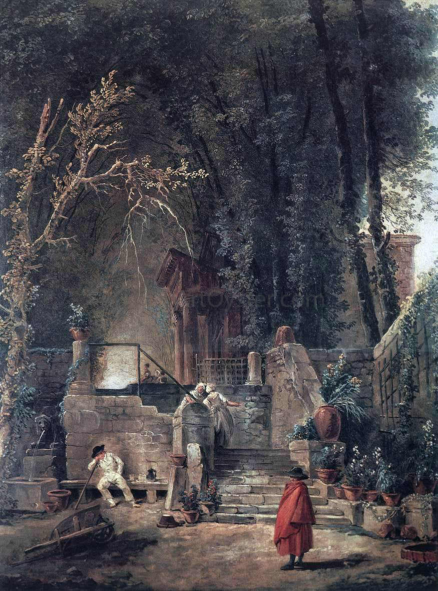 Hubert Robert Italian Park - Hand Painted Oil Painting