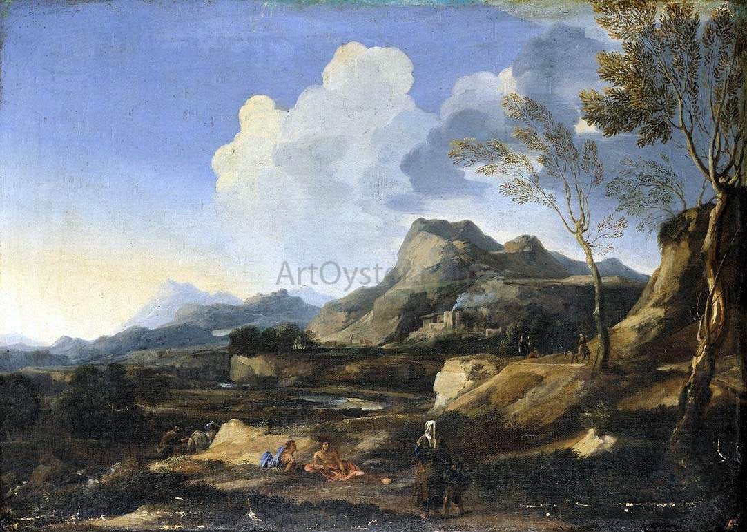 Gaspard Dughet Italianate Landscape - Hand Painted Oil Painting