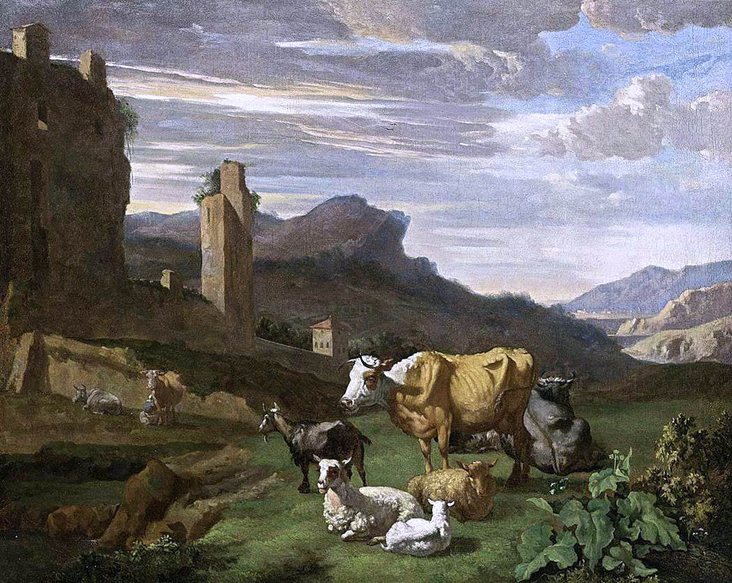 Willem Romeijn Italianate Landscape - Hand Painted Oil Painting