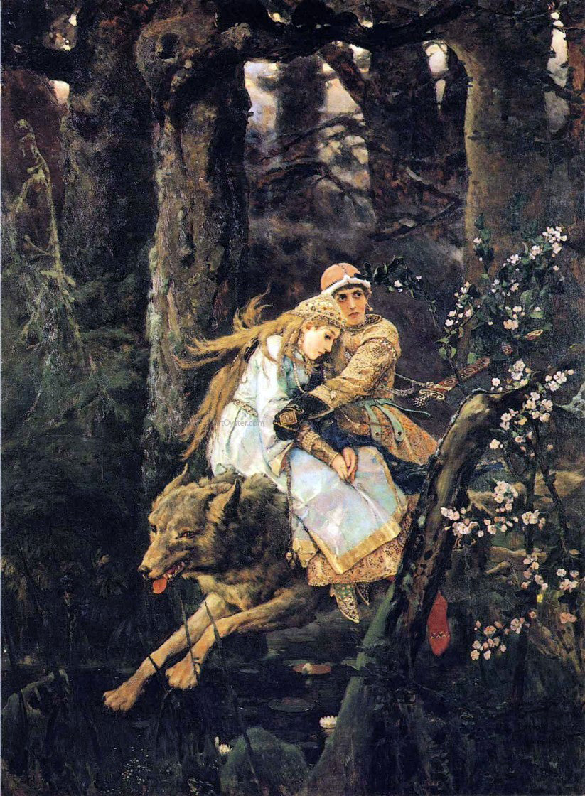 Victor Mikhail Vasnetsov Ivan Tsarevitch Riding the Grey Wolf - Hand Painted Oil Painting
