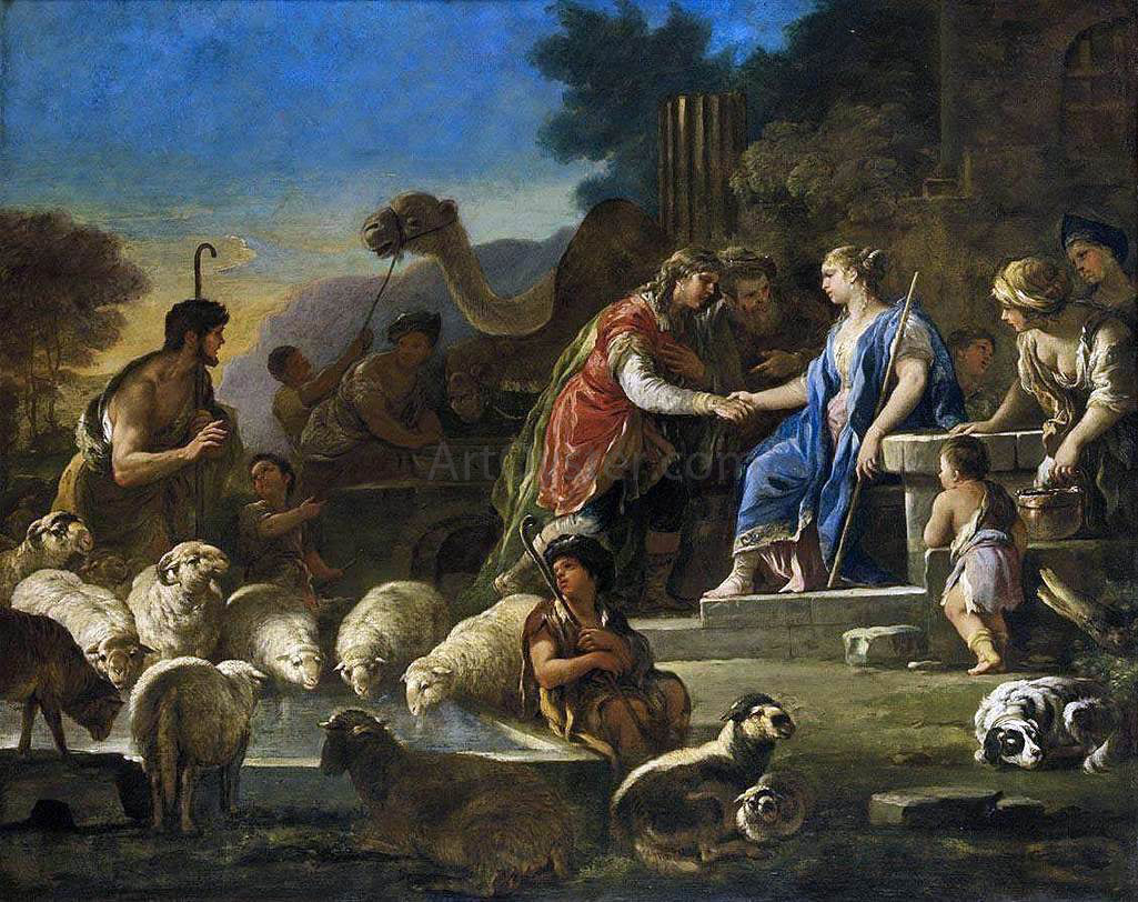 Luca Giordano Jacob and Rachel at the Well - Hand Painted Oil Painting