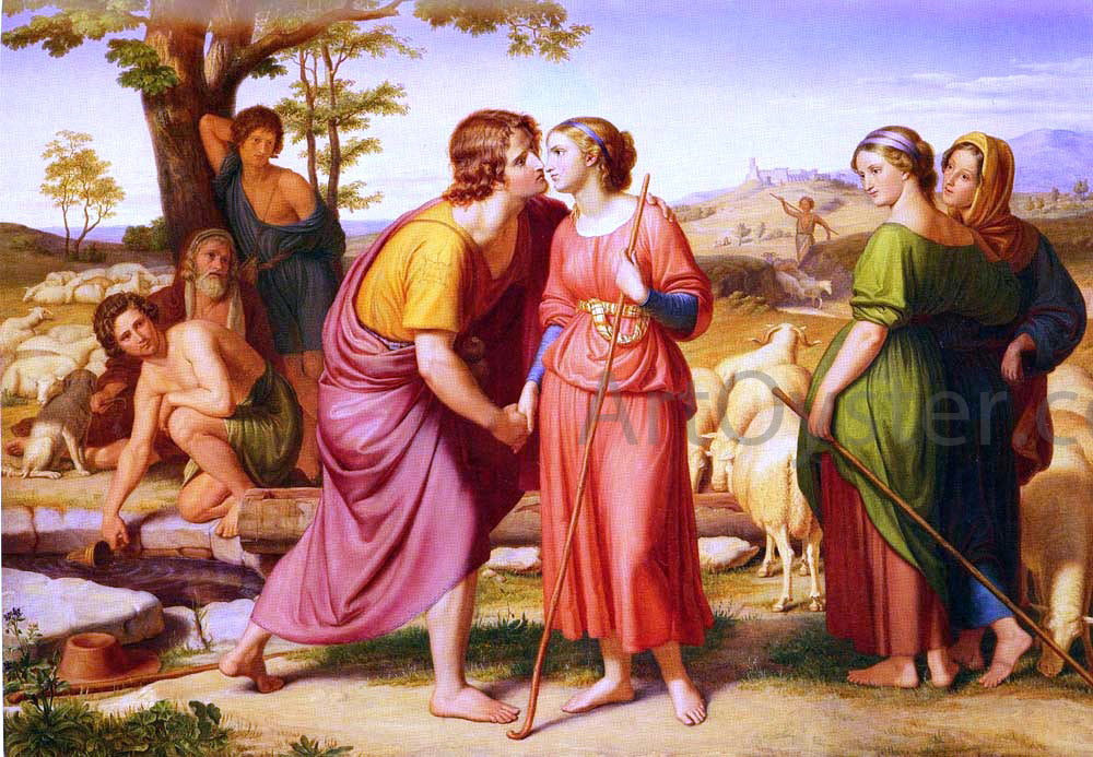 Franz August Schubert Jacob and Rachel at the Well - Hand Painted Oil Painting