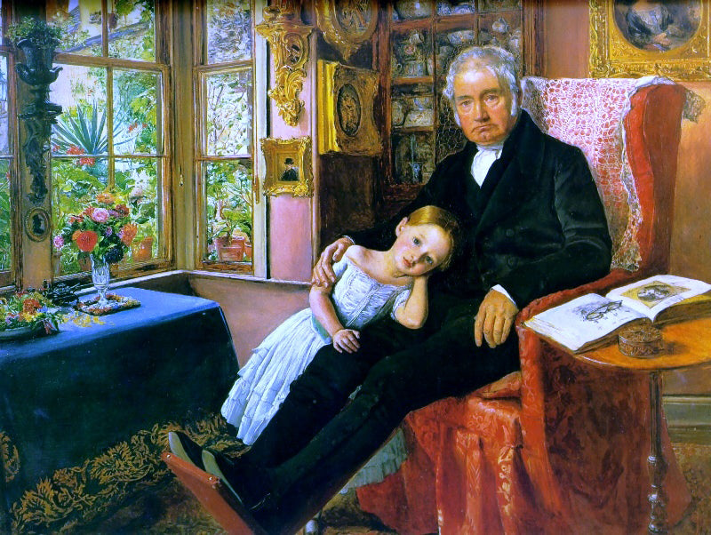 Sir Everett Millais James Wyatt and His Grandaughter Mary - Hand Painted Oil Painting