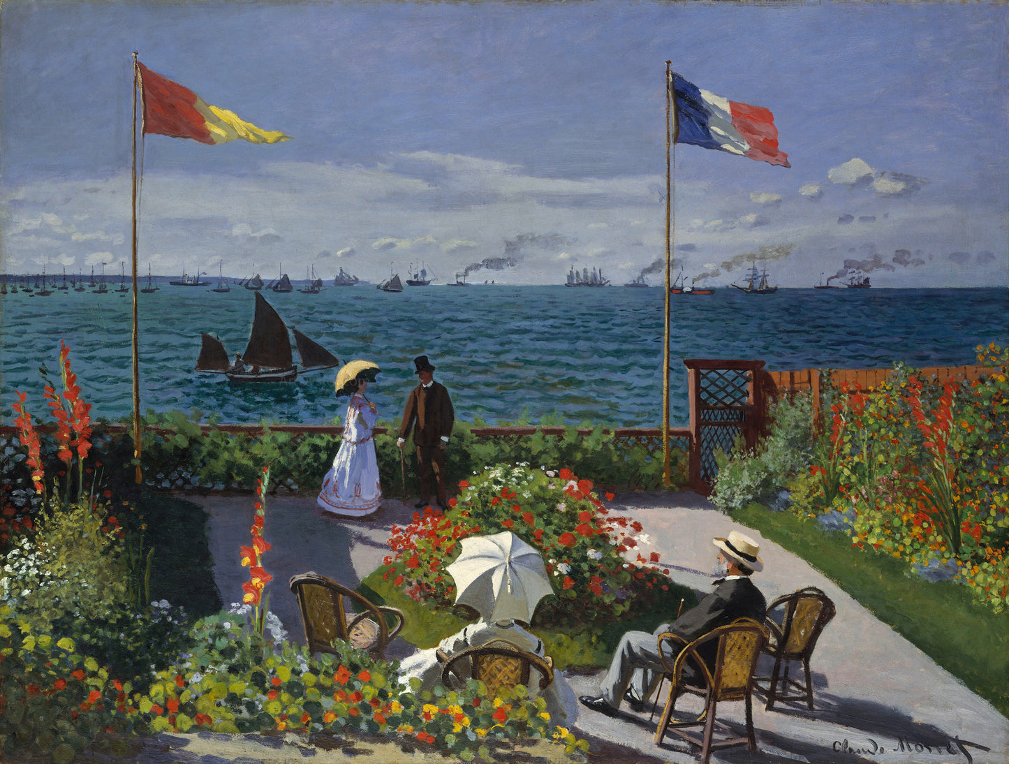 Claude Oscar Monet Jardin a Sainte-Adresse - Hand Painted Oil Painting