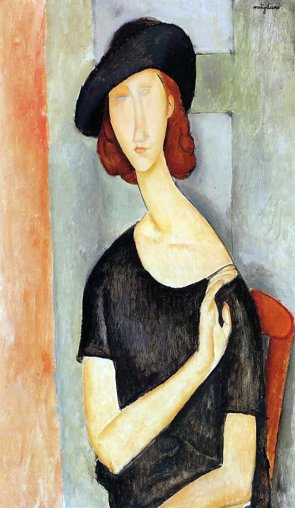Amedeo Modigliani Jeanne Hebuterne in a Hat - Hand Painted Oil Painting