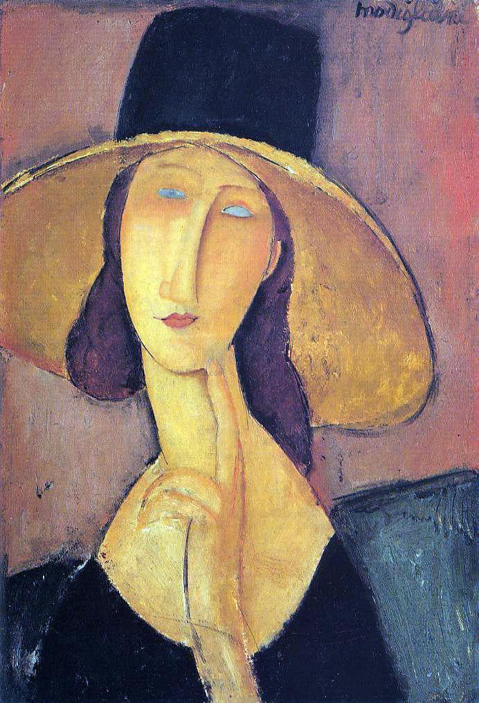 Amedeo Modigliani Jeanne Hebuterne in a Large Hat (also known as Portrait of Woman in Hat) - Hand Painted Oil Painting