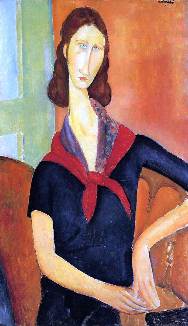  Amedeo Modigliani Jeanne Hebuterne in a Scarf - Hand Painted Oil Painting