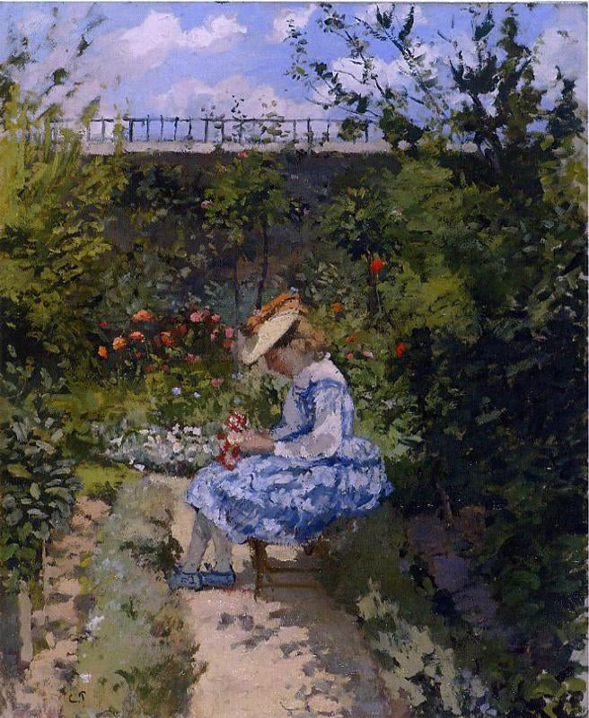 Camille Pissarro Jeanne in the Garden, Pontoise - Hand Painted Oil Painting