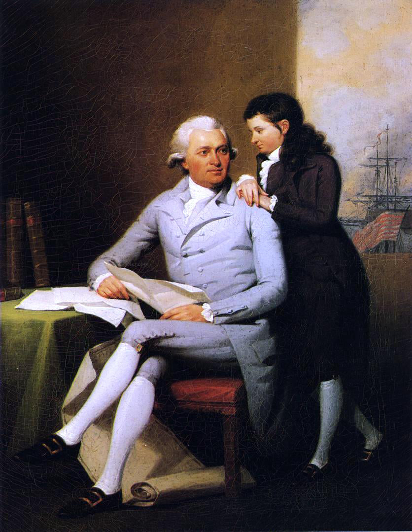 John Trumbull Jeremiah Wadsworth and His Son Daniel Wadsworth - Hand Painted Oil Painting
