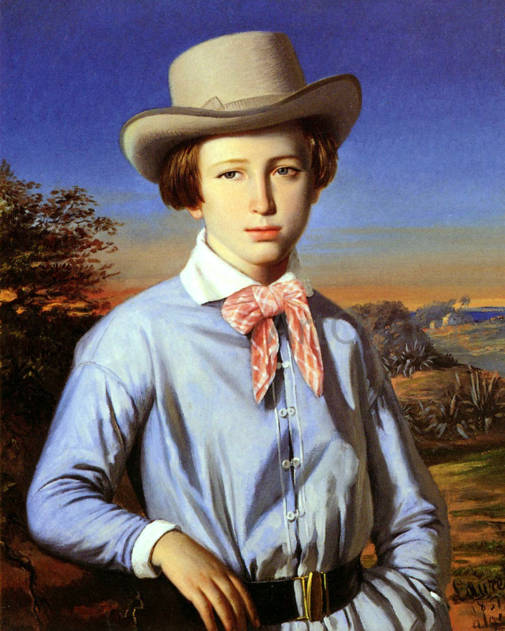 Francois Laurent Jeune Homme Au Chapeau - Hand Painted Oil Painting