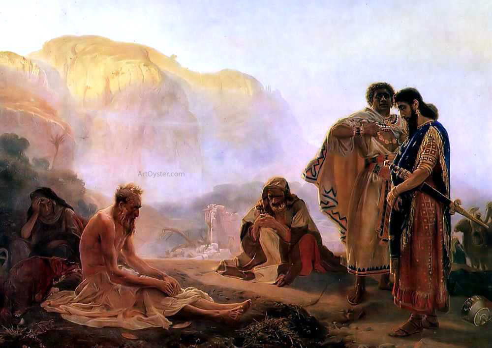 Ilia Efimovich Repin Job and His Friends - Hand Painted Oil Painting