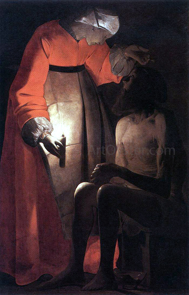 Georges De La Tour Job Mocked by his wife - Hand Painted Oil Painting