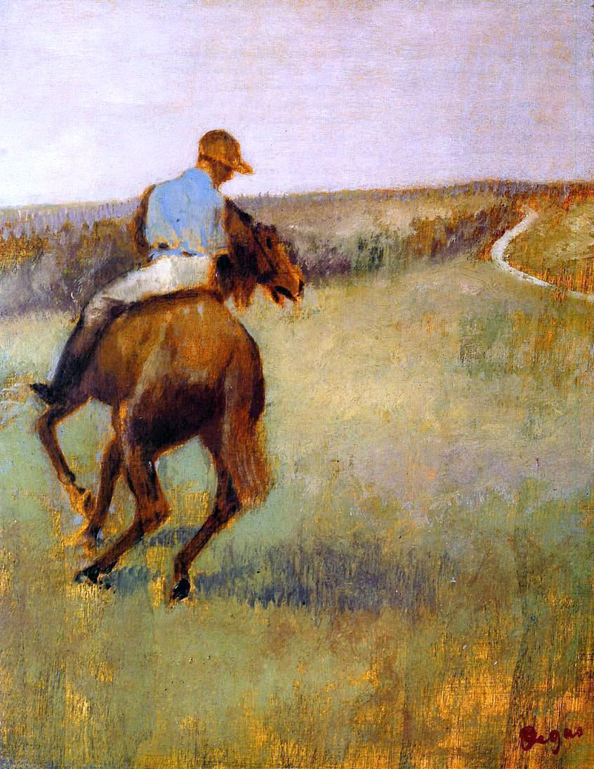 Edgar Degas Jockey in Blue on a Chestnut Horse - Hand Painted Oil Painting