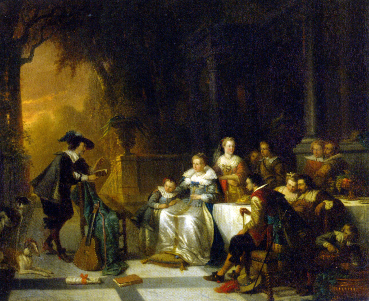 Adrien Ferdinand De Braekeleer John Dryden Reading one of His Poems Before the Court - Hand Painted Oil Painting