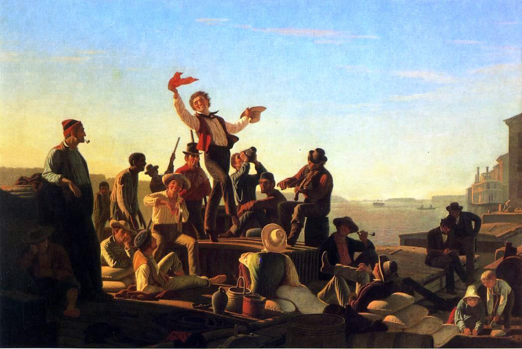 George Caleb Bingham Jolly Flatboatmen in Port - Hand Painted Oil Painting