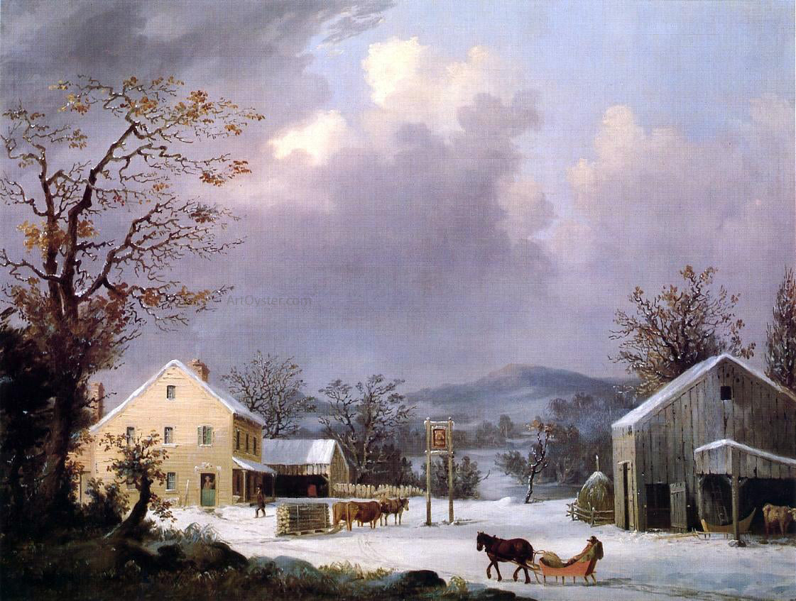 George Henry Durrie Jones Inn, Winter - Hand Painted Oil Painting