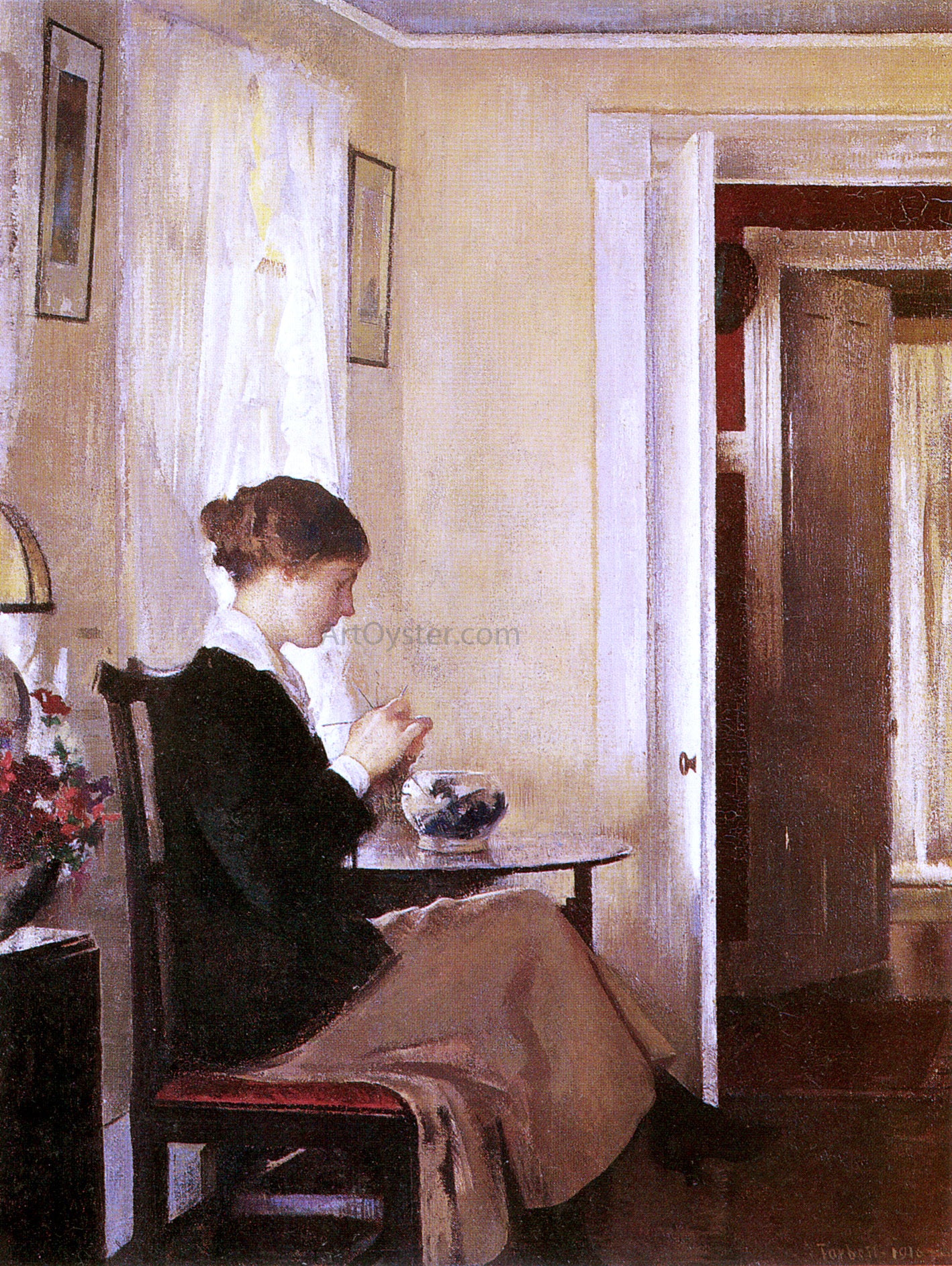 Edmund Tarbell Josephine Knitting - Hand Painted Oil Painting