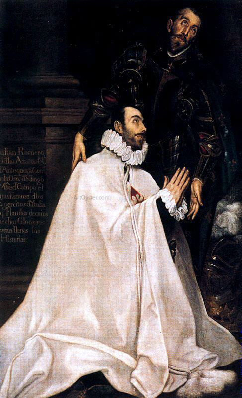 El Greco Julian Romero de las Azanas and his Patron Saint - Hand Painted Oil Painting