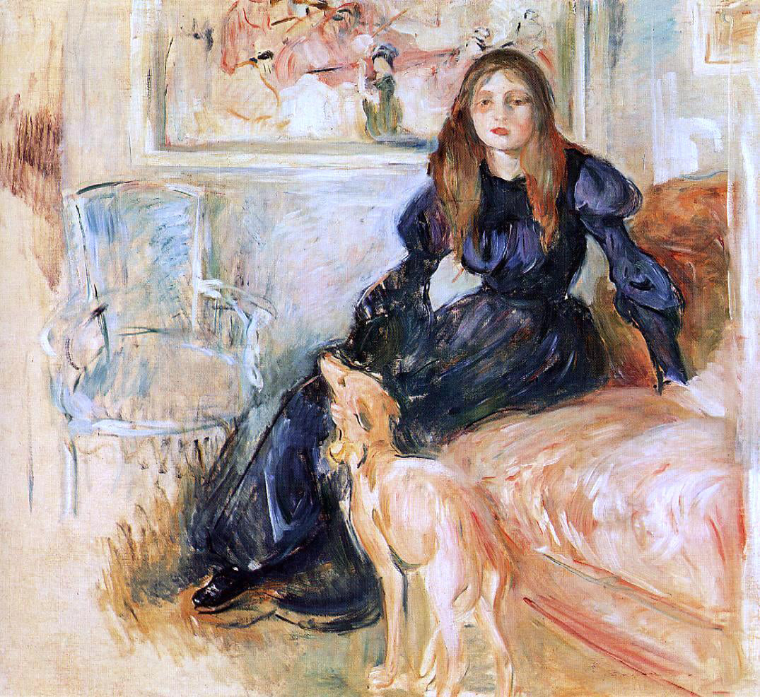 Berthe Morisot Julie Manet and Her Greyhound, Laertes - Hand Painted Oil Painting