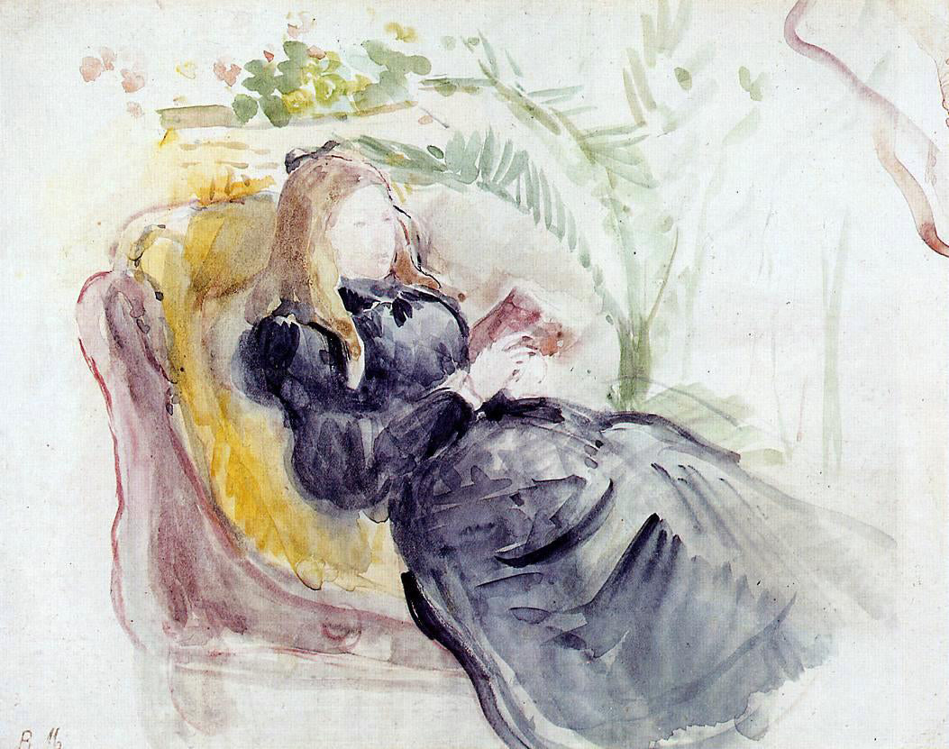  Berthe Morisot Julie Manet, Reading in a Chaise Lounge - Hand Painted Oil Painting
