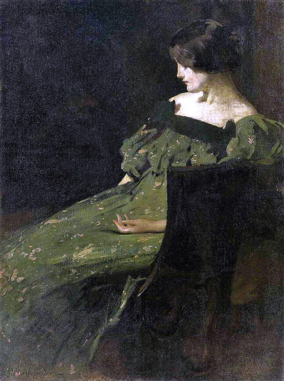 John White Alexander Juliette (also known as The Green Girl) - Hand Painted Oil Painting