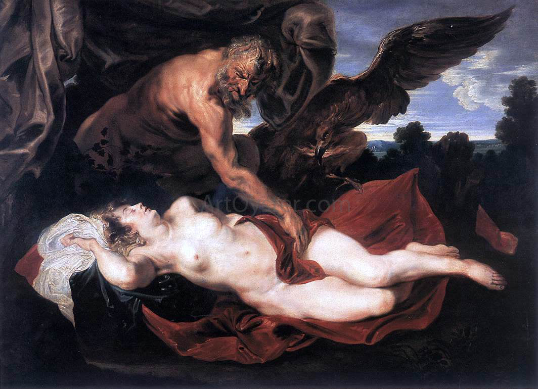 Sir Antony Van Dyck Jupiter and Antiope - Hand Painted Oil Painting
