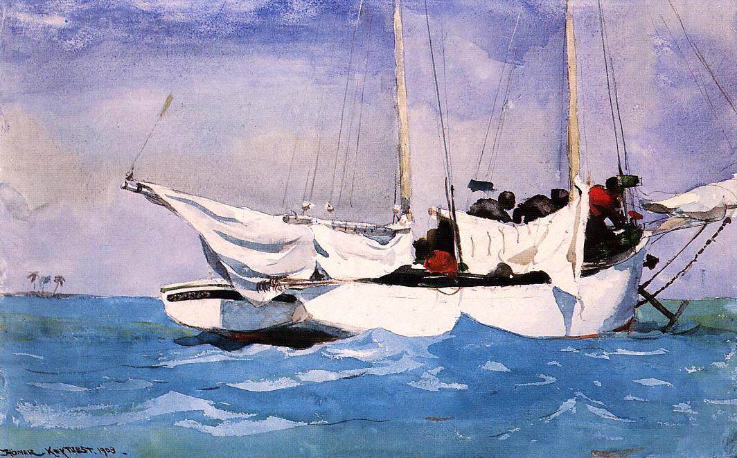 Winslow Homer Key West, Hauling Anchor - Hand Painted Oil Painting