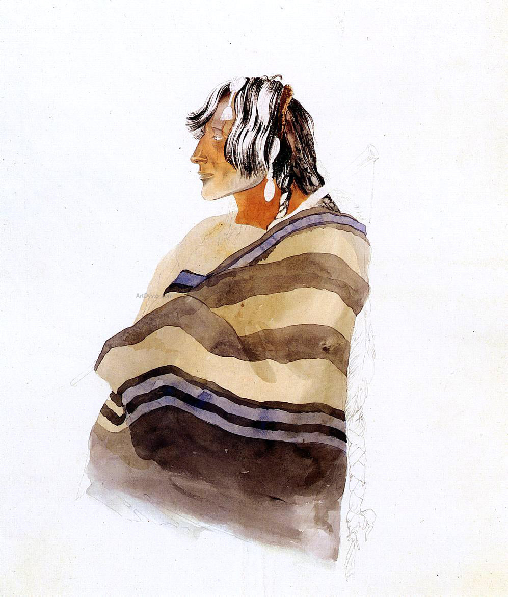 Karl Bodmer Kiasax, a Piegen Blackfeet Warrior - Hand Painted Oil Painting