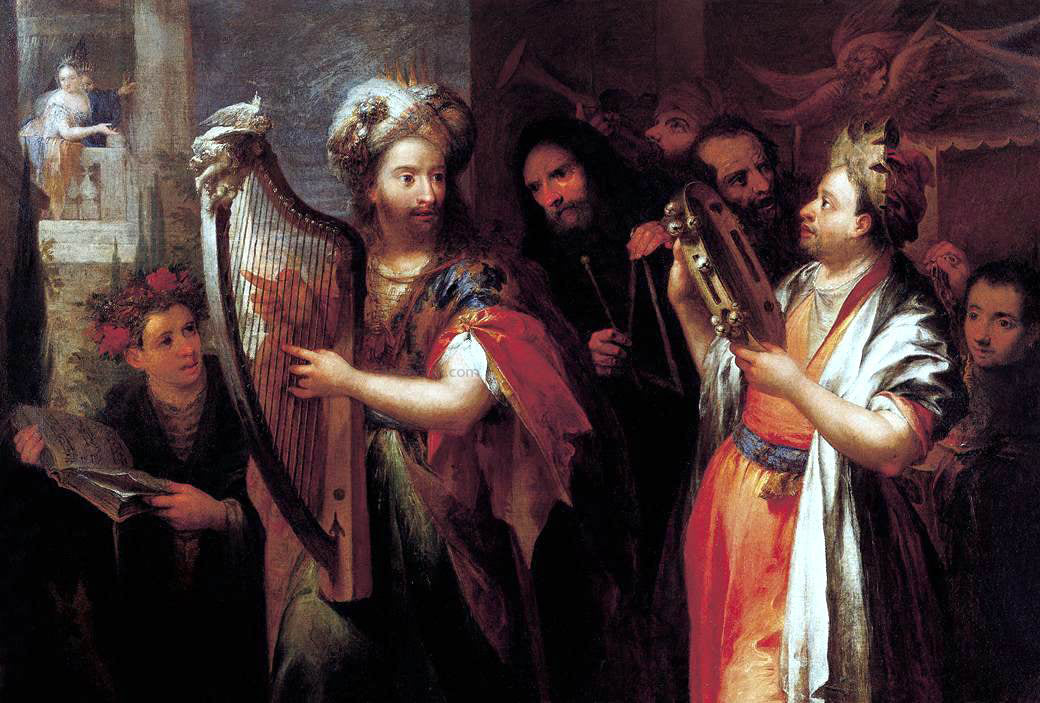 Andrea Celesti King David Playing the Zither - Hand Painted Oil Painting