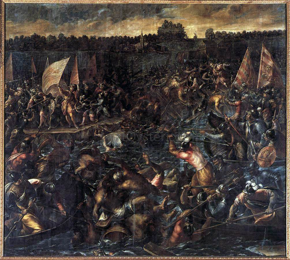  Andrea Vicentino King Pippin's Army Trying to Reach Venice - Hand Painted Oil Painting