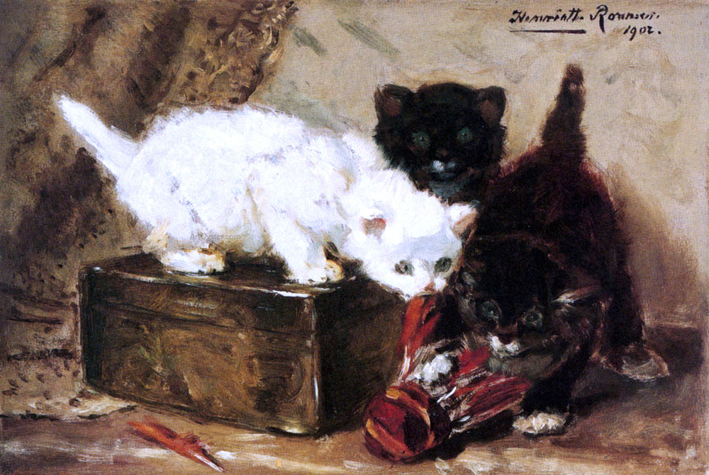 Henriette Ronner-Knip Kittens At Play - Hand Painted Oil Painting