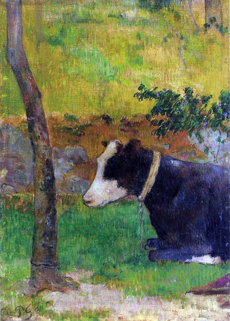 Paul Gauguin Kneeling Cow - Hand Painted Oil Painting