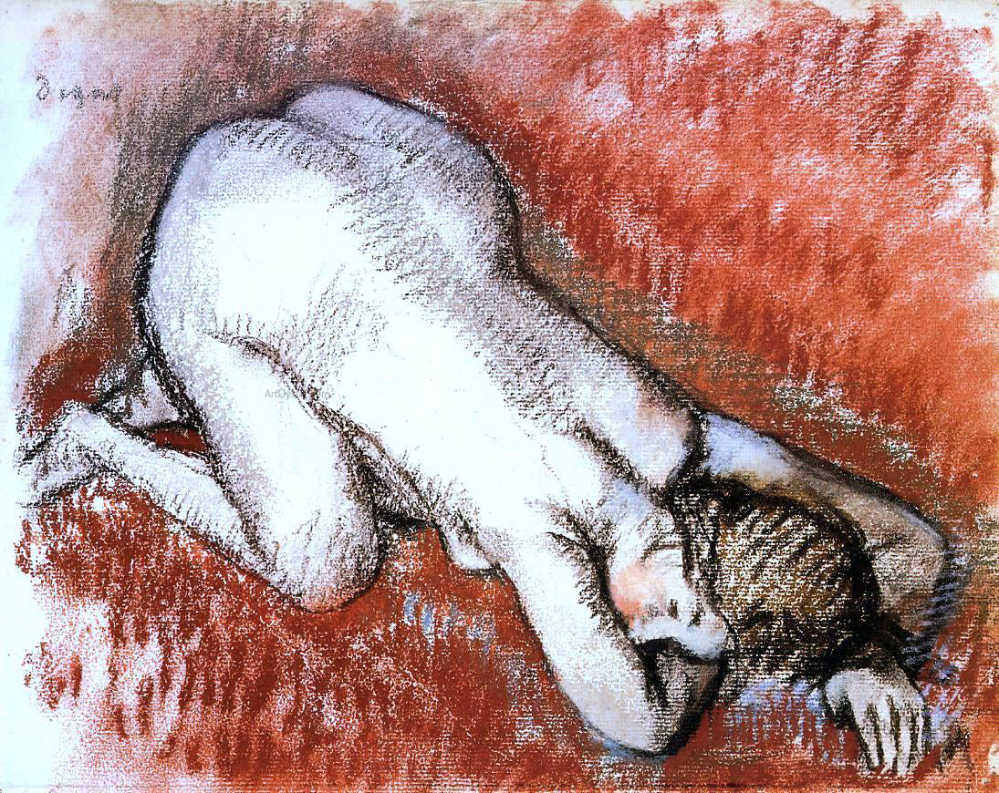 Edgar Degas Kneeling Nude - Hand Painted Oil Painting