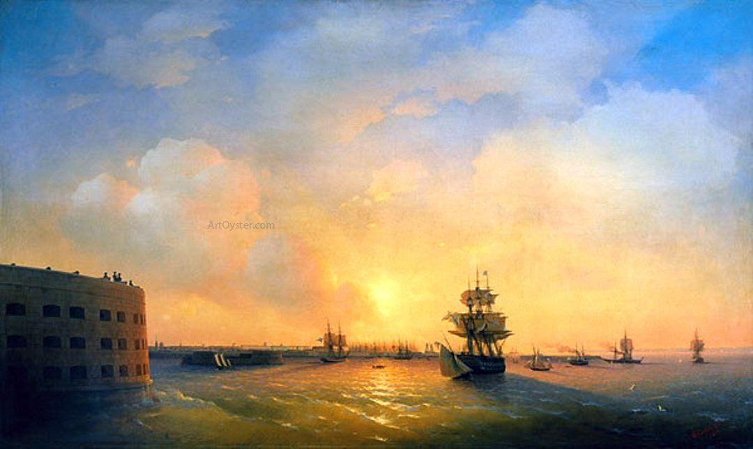 Ivan Constantinovich Aivazovsky Kronshtadt, Fort The emperor Alexander - Hand Painted Oil Painting