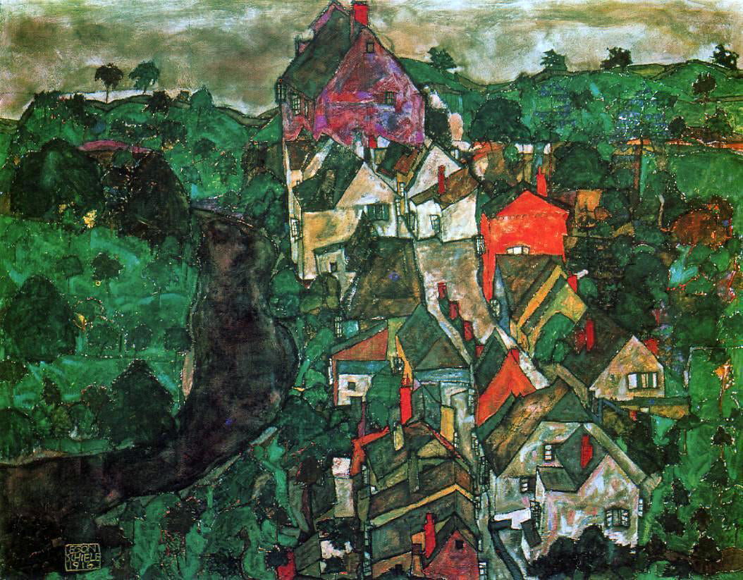  Egon Schiele Krumau Landscape (also known as Town and River) - Hand Painted Oil Painting