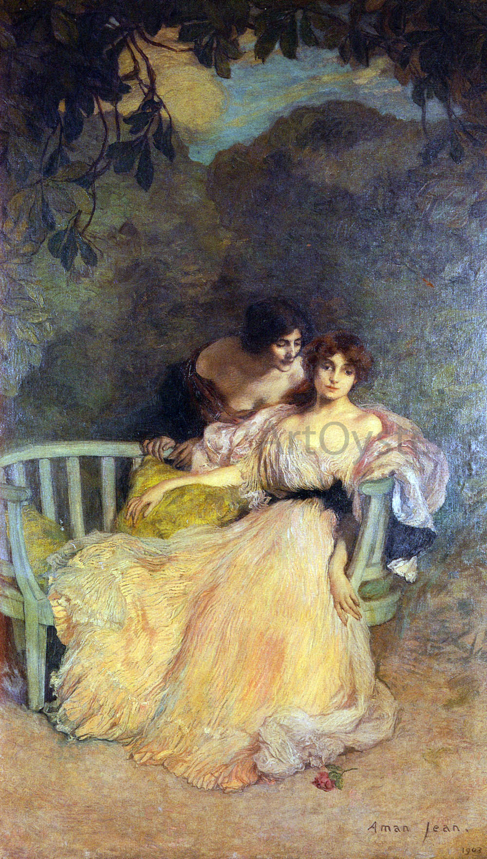 Edmond Francois Aman-Jean La Confidence - Hand Painted Oil Painting