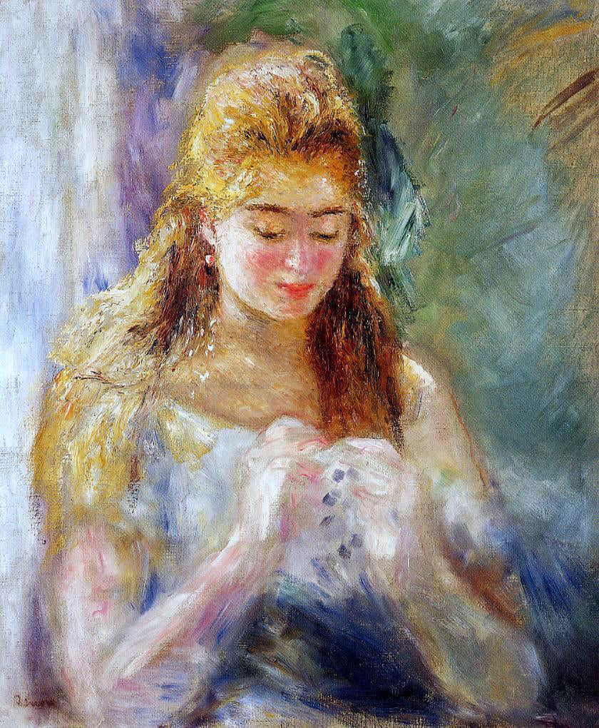 Pierre Auguste Renoir La Couseuse - Hand Painted Oil Painting