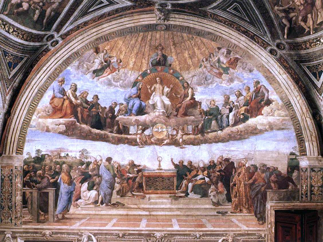 Raphael La Disputa (Stanza della Segnatura) (also known as Disputation of the Holy Sacrament) - Hand Painted Oil Painting