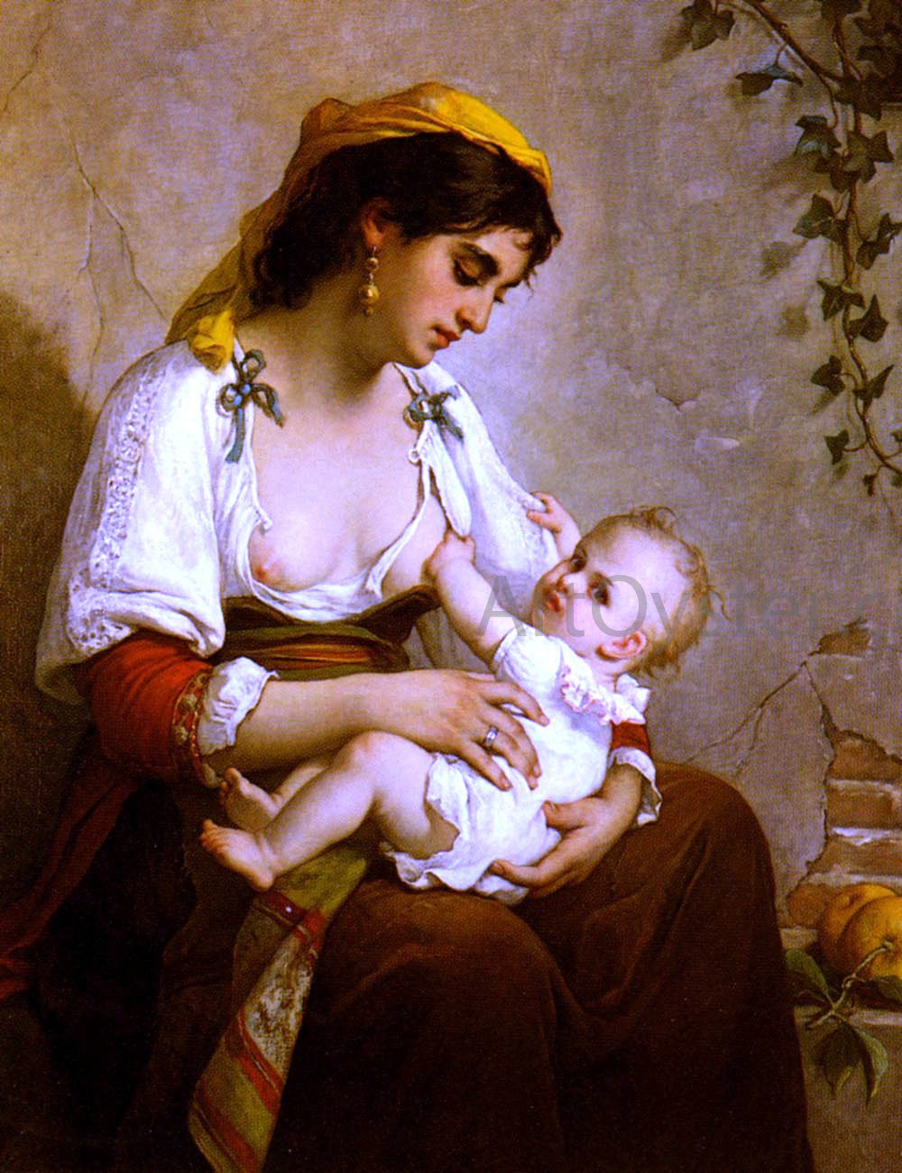 Jules Salles-Wagner La Jeune Mere - Hand Painted Oil Painting