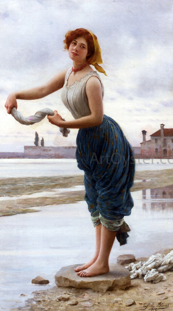 Eugene De Blaas La Lavandiere - Hand Painted Oil Painting