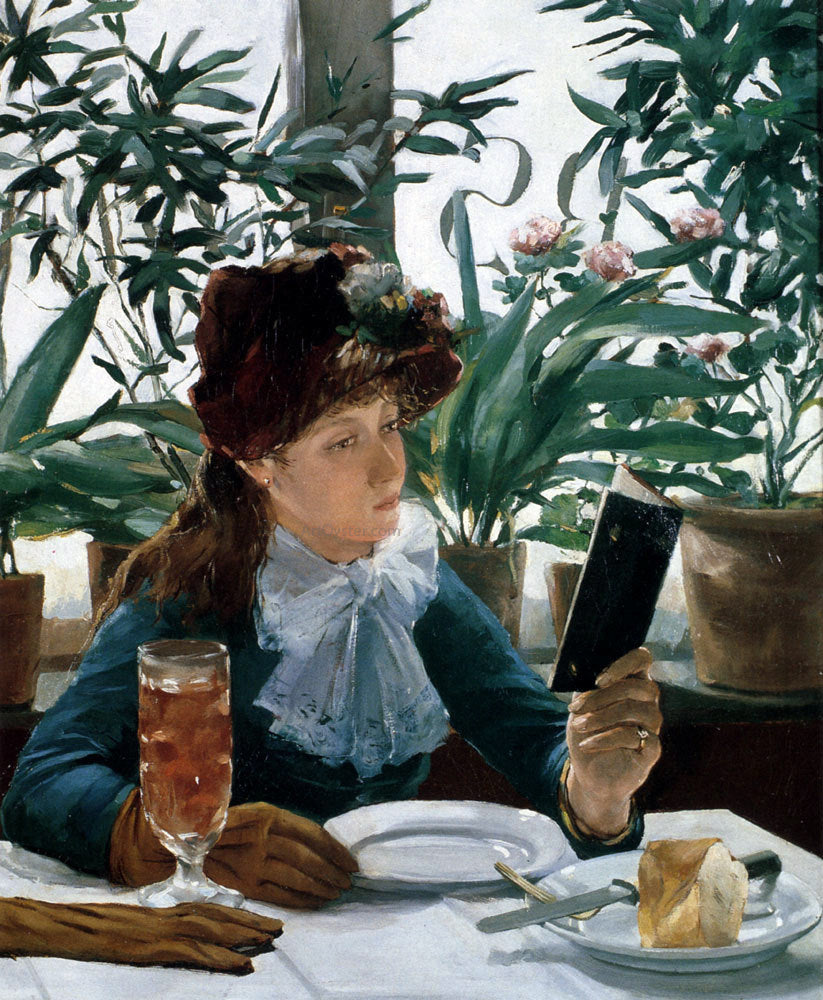 Alexandre-Auguste Hannotiau La Lecture Au Cafe - Hand Painted Oil Painting