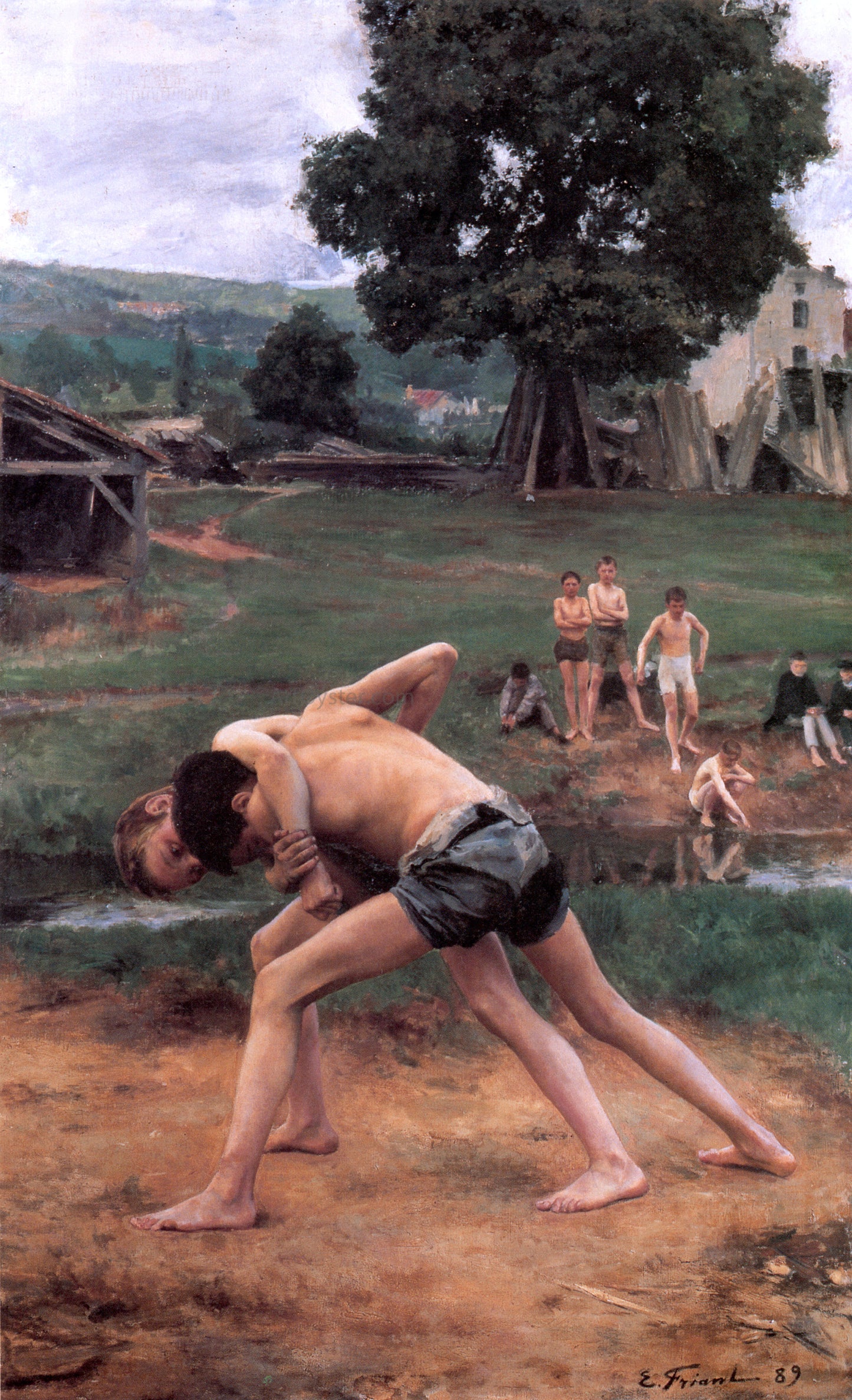 Emile Friant La Lutte - Hand Painted Oil Painting