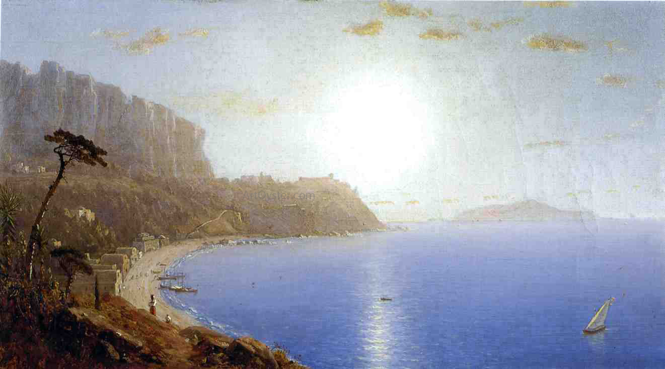  Sanford Robinson Gifford La Marina Grande, Capri - Hand Painted Oil Painting