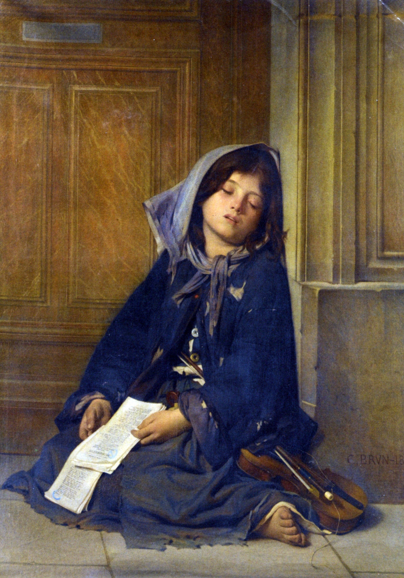 Guillaume Charles Brun La Mendiante - Hand Painted Oil Painting