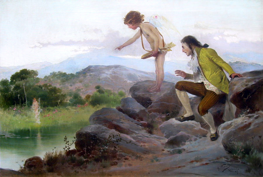 Antonio Fillol Granell La ninfa del lago (also known as Alphonse de Lamartine) - Hand Painted Oil Painting